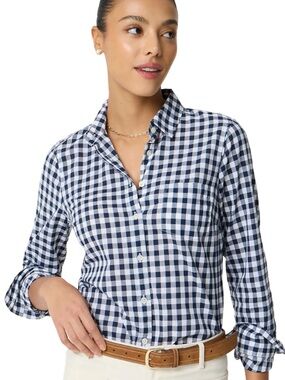 J. Crew Navy and White Gingham Button-Down Shirt in Lightweight Signature Fit